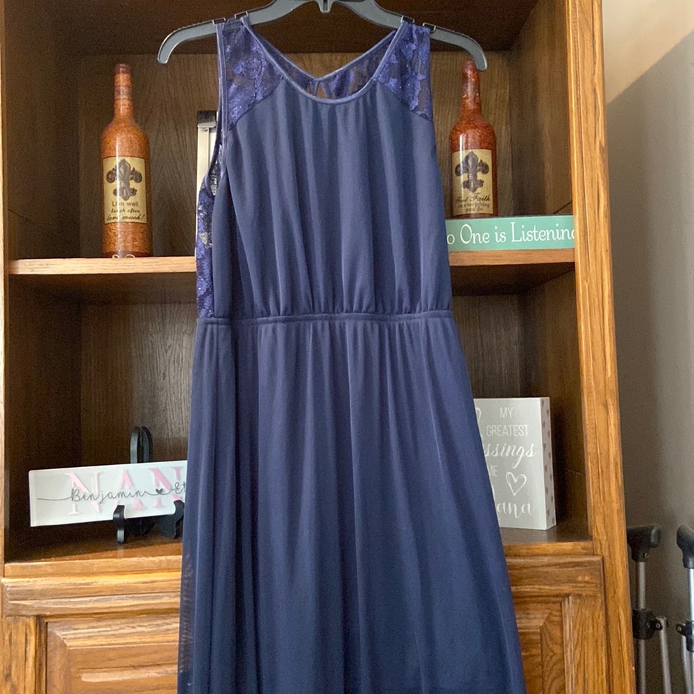 Size large formal navy blue lace dress
